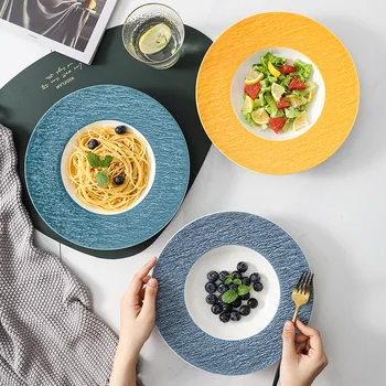 Японската керамична чиния, креативна голяма чиния за сламени шапки, чиния за рамена в ресторант, хотел, салатница, чиния за домашна посуда