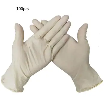 50 бр. ръкавици за еднократна употреба, бели латексови ръкавици, ръкавици за почистване на дома, здрави ръкавици за почистване на хранителни лаборатории