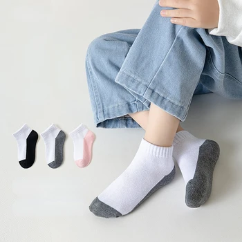 5 двойки/лот Чорапи за малки момичета Пролет-лято, чорапи за ученици, памучни, меки и удобни бебешки чорапи за момчета, детски чорапи до глезена