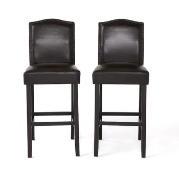 Бар стол от естествена кожа Noble House Branson 30 см, комплект от 2 теми, кафяв