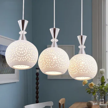 Модерна проста кръгла креативната led лампа с три глави, ресторанная полилей, крушка за трапезария, бар-часова, керамични полилей