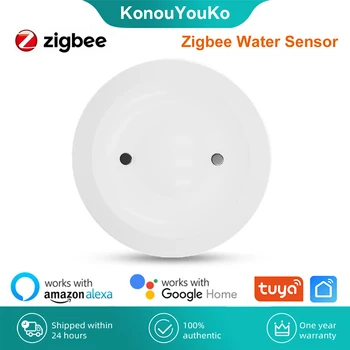 Sasha Zigbee Сензор за потапяне във вода, детектор за течове на вода, приложение Smart Life, отдалечено наблюдение, автоматизация на умен дом, аларма