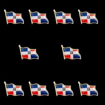 10 бр. Икона с национални флага на Доминиканската на страната, брошка, на жени за лацкана хартата, международни пътни игли, сбирка