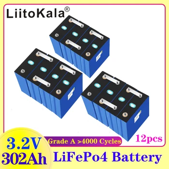 12ШТ LiitoKala 3,2 V 302Ah Lifepo4 Батерия Акумулаторна Батерия САМ Pack За 12V 24V 36V 48V 310Ah Слънчевата Система Лодки Голф-Кар