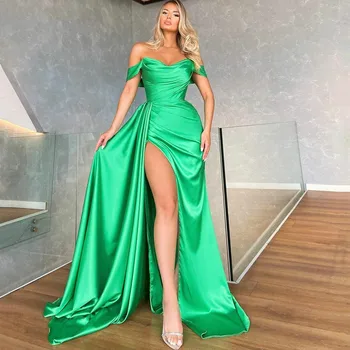 Секси рокля за абитуриентски бал с висока цепка отстрани, вечерни рокли на Русалка, без ръкави, зелени вечерни рокли за официални партита, модни 2023 година по поръчка