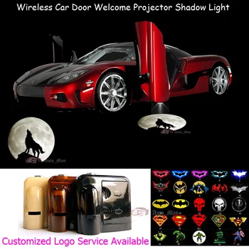 2 бр. безжични лунен рицар Вълк led лого на вратата на колата добре дошли светлини лазерен проектор Призрачная сянка локва