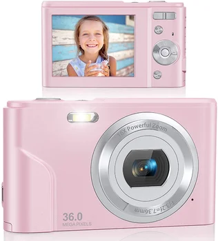 Цифров Фотоапарат FHD 1080P 48.0 MP Камера за Видеоблогинга с 16-Кратно Цифрово увеличение Компактни Портативни Мини-Камера, за студенти, младежи, Деца