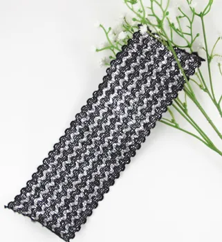 59 мм Еластична стрейчевая черна сребриста тъканно тесьма, лента, лента, апликация за колан, шевни принадлежности за тъканта каишка 10yd/T1097
