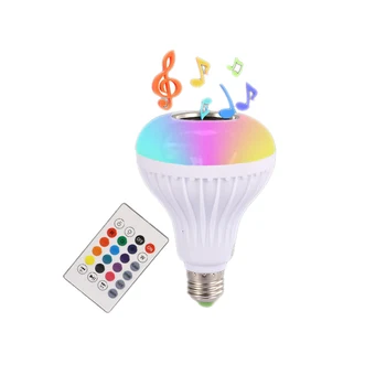 E27 Smart RGB RGBW Безжична Bluetooth Високоговорител Лампа Възпроизвеждане на Музика Регулируема Яркост на Led Лампа + 24 Клавишите на Дистанционното Управление