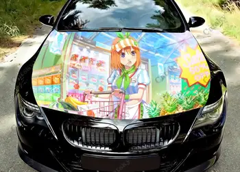 Аниме Накано Йоцуба Момиче Vinyl стикер на предния капак на автомобила, амбалажна фолио, стикер на капака на двигателя, стикер, универсален размер, защитно фолио за странично предния капак на автомобила