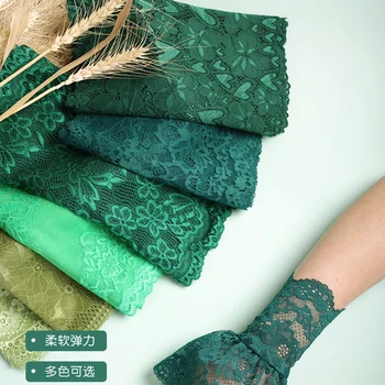 10 метра зелени еластична дантела облицовки за дрехи със собствените си ръце Аксесоари за превръзка на главата шевни апликация Еластична френска окото лейси плат