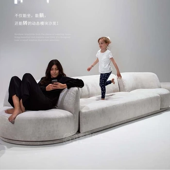 Лесен луксозен модулен диван от памучна и ленена тъкан
