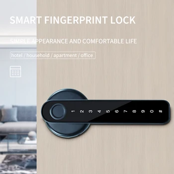 Интелигентна система за заключване на вратите с биометрическим пръстов отпечатък, парола, имейл цифров заключване, дръжки на врати без ключ, заключване за спални, къща