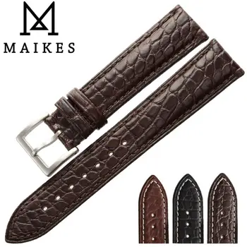 MAIKES, нови луксозни аксесоари, каишка за часовник от естествена кожа на алигатор, кафява каишка 18 20 21 22 24 мм от крокодилска кожа за IWC