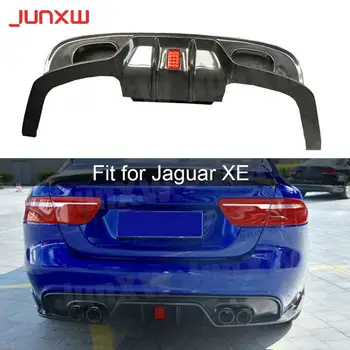 Дифузор Заден Спойлер от Въглеродни Влакна, Подходящи за Jaguar XE 2015 2016 2017 2018 Led Подсветка Защита на Задната Броня