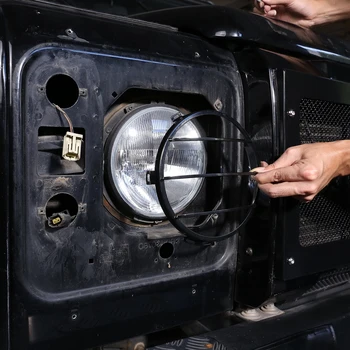 За Land Rover Defender 110 2004-20192 Лампа фаровете на колата капак на обектива фарове Защитна мрежа радиаторна решетка Черна тапицерия