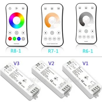 2,4 G RF безжична LED Сензорен Пулт за Дистанционно управление на регулатори 1CH 2CH 3CH led контролер за обикновен цвят/цветова температура/RGB led лента