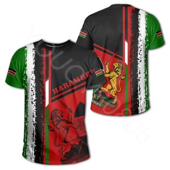 Африка регион Лятна Мъжки Нова Тениска Kenya Harambee С 3D Принтом, Тениски За Възрастни, Модерна Спортна Тениска С кръгло деколте и Къси Ръкави