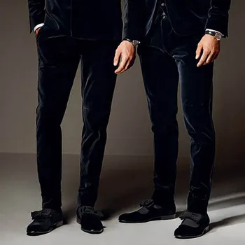 Нови класически кадифено черен мъжки костюмные панталони големи размери Официални бизнес ежедневни мъжки панталони, ушити по поръчка, плътно прилепнали мъжки панталони голям размер