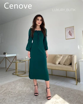 Cenove Зелена рокля за бала с квадратни деколтета, чаена дължина, с дълги ръкави, вечерна лятна рокля за Женщин2023