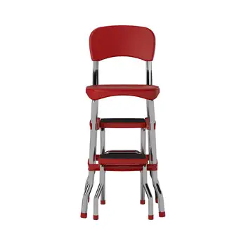 Ретро стол COSCO Stylaire + 2-стъпка стоманени табуретка с разтегателен трамплин, червен Ретро стол COSCO Stylaire + 2-стъпка стоманени табуретка с разтегателен трамплин, червен 1