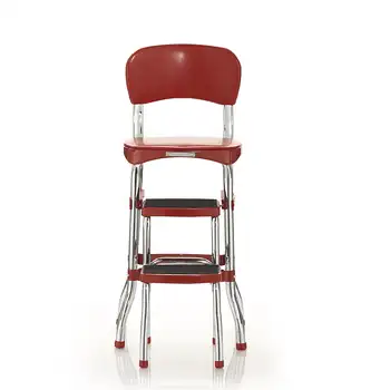 Ретро стол COSCO Stylaire + 2-стъпка стоманени табуретка с разтегателен трамплин, червен Ретро стол COSCO Stylaire + 2-стъпка стоманени табуретка с разтегателен трамплин, червен 2