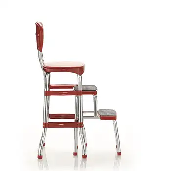 Ретро стол COSCO Stylaire + 2-стъпка стоманени табуретка с разтегателен трамплин, червен Ретро стол COSCO Stylaire + 2-стъпка стоманени табуретка с разтегателен трамплин, червен 3