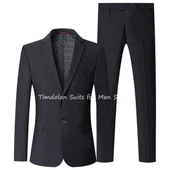 Тъмно синьо и черно палто, изработена по поръчка сако, панталони, мъжки костюми, комплекти за младоженеца-2 броя, облекло за сватбеното парти, цветен мъжки яке + панталон