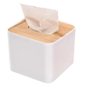 Настолна кутия за съхранение на салфетки, квадратна кутия за салфетки, калъф за съхранение с капак на дървена, елегантен дървен контейнер за салфетки за лице за баня