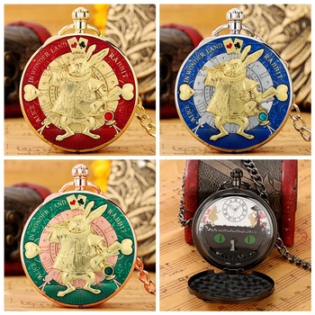 Сладки музикални джобни часовници със заек, подарък за дамите, сини/зелени/червени кристални музикални часовници верига, няколко часа със заек, montre de poche