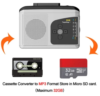 Оригинален Многофункционален кассетный плейър AWIND Ezcap Walkman с AM/FM радио, конвертером касетофон в MP3, запазване на TF картата, не е необходимо в
