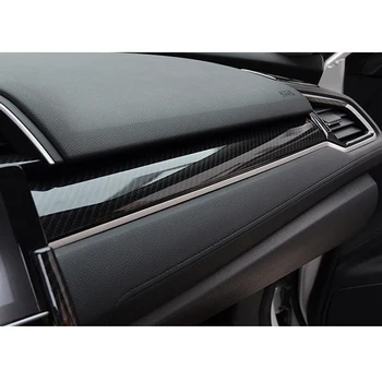 Стикер с довършителни работи централна арматурното табло е от въглеродни влакна, 3 бр., за Honda Civic 2016 2017, висока степен на съвпадение на оригинала