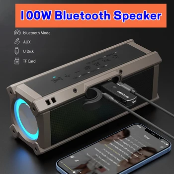 caixa de som 100 W Субуфер с Висока Мощност 3D Стерео Субуфер Soundbox Външни Безжични Портативни Bluetooth Високоговорители за Компютър TF