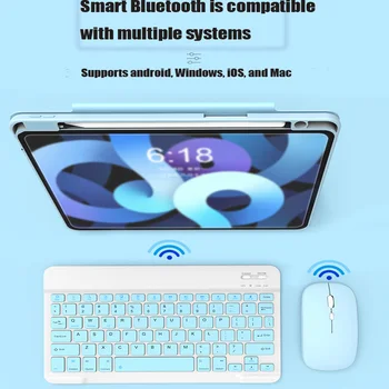 Нов комплект Bluetooth-клавиатури за IOS, Android, Windows, за iPad, клавиатурата Air, безжична клавиатура, мишка за таблет Xiaomi Apple Huawei Нов комплект Bluetooth-клавиатури за IOS, Android, Windows, за iPad, клавиатурата Air, безжична клавиатура, мишка за таблет Xiaomi Apple Huawei 3