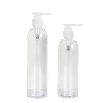 250 МЛ 300 МЛ Е прозрачна пластмасова бутилка с кръгла рамо, ПАТ-преса за бяло лосион, помпа за еднократна употреба, козметични опаковъчен контейнер 15 бр.