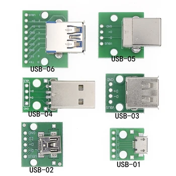 10 БР. Конектор USB/MINI MICRO USB за DIP-адаптер 2.54 мм 5pin Конектор-конектор Тип B USB2.0 Женски Конвертор на печатни платки, USB-01