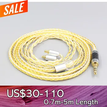 LN007290 8-жилен OCC сребристо-златно сплетен кабел за слушалки Sennheiser за IE100 IE400 IE500 Pro