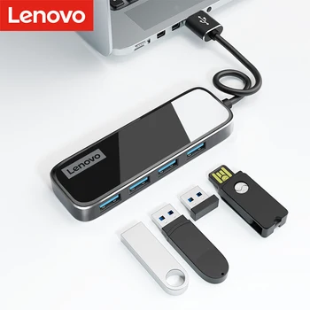 Lenovo USB 3.0 ХЪБ, 4-портов адаптер, мулти USB сплитер, високоскоростен OTG за компютър, компютърни аксесоари, зарядно устройство Adaptador USB C