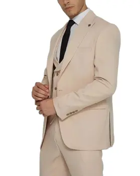 Класически костюм Homme, Мъжки Костюми, Цвят, 3 предмет, Деколте С Ревери, Модерен Сватбен Оборудвана Блейзър за Младоженеца, Яке + Панталон + Елек, Съвременен Дизайн