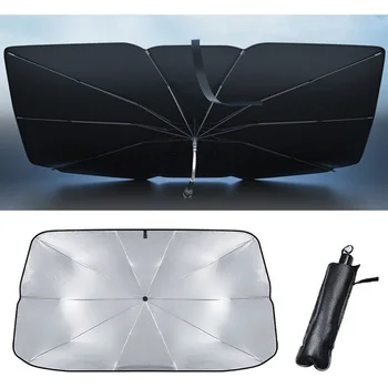 Сенника на предното стъкло на колата на сенника Водоустойчив защитен калъф на предното стъкло на превозното средство слънцезащитен чадър Сгъваем портативен автомобилен сенник