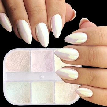 1 кутия лак Aurora Shell прах за дизайн на ноктите огледален прах Блестящ пигмент Хамелеон амулети за нокти, аксесоари за маникюр 