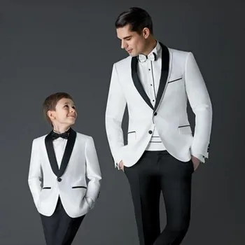 Нов Стил, Костюми за момчета за сватба от 2 теми, Детски костюм, Нови Черно-бели Детски костюми за Бала, Блейзери за момчета (яке + панталон)
