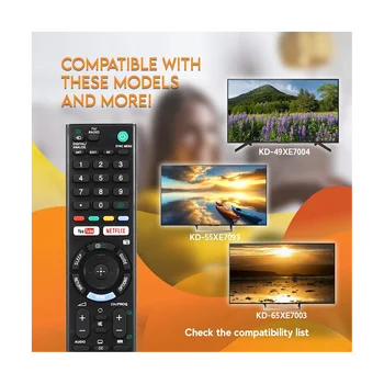 Преносимото дистанционно управление RMT-TX300E за Sony Bravia TV KD43X7000E KD-43X7000E KD43X7000F с ключовете на Netflix и YouTube Преносимото дистанционно управление RMT-TX300E за Sony Bravia TV KD43X7000E KD-43X7000E KD43X7000F с ключовете на Netflix и YouTube 3