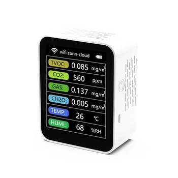 1 комплект Sasha Smart Wifi CO2 сензор детектор TVOC CO2 газ CH2O Температура влага Многофункционален, бял