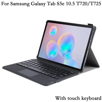 Тъчпад Bluetooth Клавиатура Калъф за таблет Samsung Galaxy Tab S5e 10,5 Клавиатура T725 T720 Калъф От Изкуствена Кожа С Поставка във формата На Миди Коренно