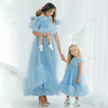 Едни и същи рокли за майка и дъщеря от тюл, семеен облекло за парти по случай рожден ден, рокля за мама и мен, фотосесии, вечерна рокля за абитуриентски бал