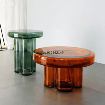 Nordic Light Луксозен стъклен прозрачен масичка за кафе, Мебели за хола, кехлибарен цвят, разтегателен, приставной масичка, малка кръгла кът за кафе