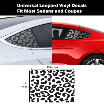 Автомобилни стикери универсална форма, с леопардовым шарките на леопард, издълбан на една четвърт от прозореца, подходящи за повечето седани и купета, подходящи за Toyota, Ford Chevy
