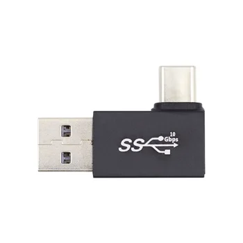 USB 3.1 Тип C включете към USB3.0 Тип A plug 10 gbps за пренос на данни под ъгъл 90 градуса Адаптер за зареждане на лаптоп, телефон