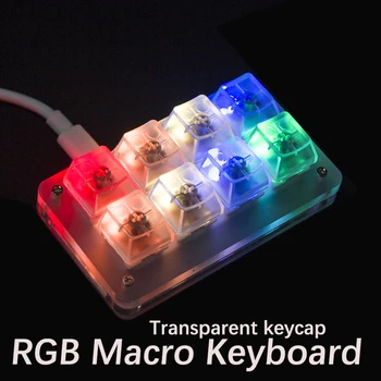 Детска RGB клавиатура За Макропрограммирования Mini Keycap Macropad Режими RGB Прозрачен Капак Type C Програмируеми Механична Клавиатура